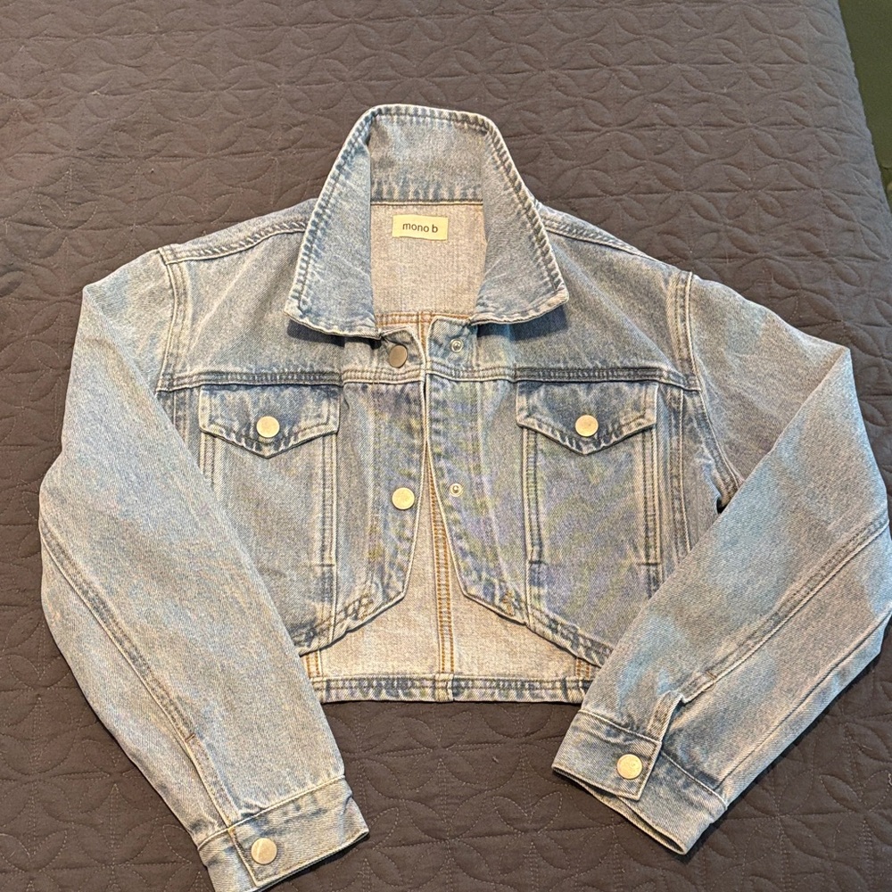 Mona B Cropped Light Blue Denim Jacket